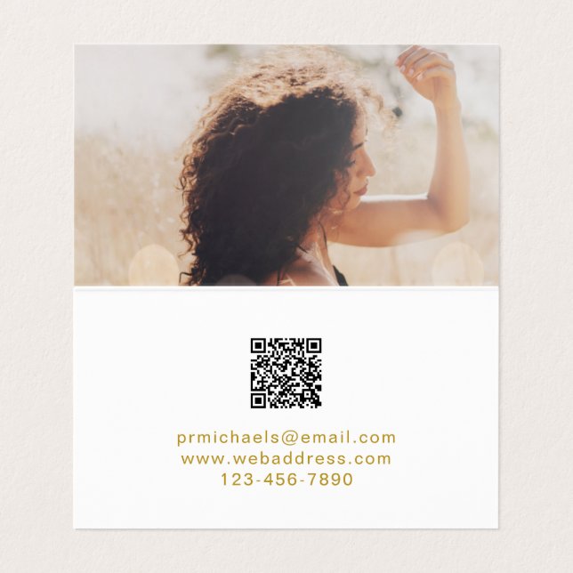 Modern Gold Colour Lettering with QR Code Photo Business Card (Inside Unfolded)