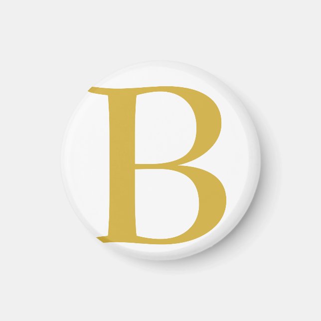 Modern Gold Colour Monogram Add Name Initial Magnet (Front)