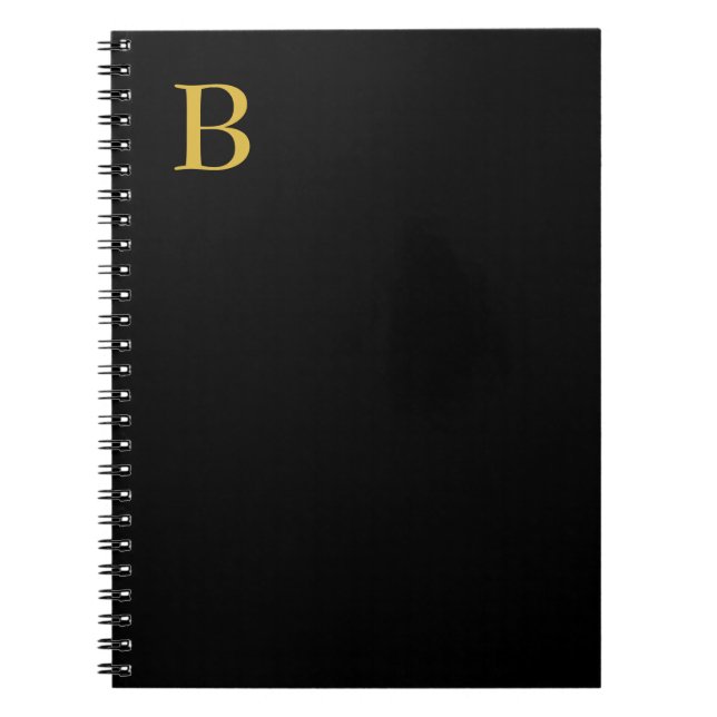 Modern Gold Colour Monogram Add Name Initial Notebook (Front)