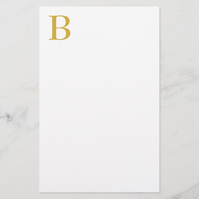 Modern Gold Colour Monogram Add Name Initial Stationery (Front)