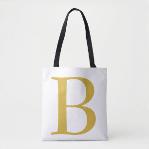 Modern Gold Colour Monogram Add Name Initial Tote Bag