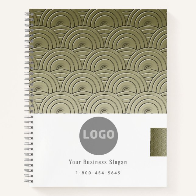 Modern Gold Company Logo Phone Address Promotional Notebook (Front)