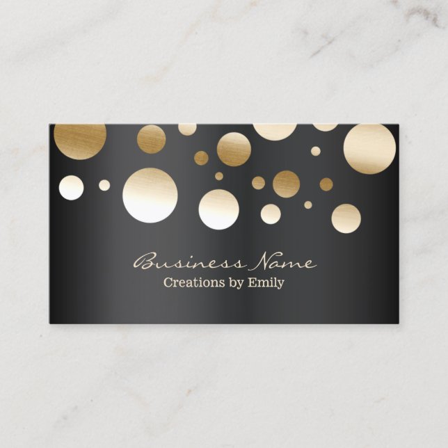 Modern Gold Confetti Dots Jewellery Business Card (Front)