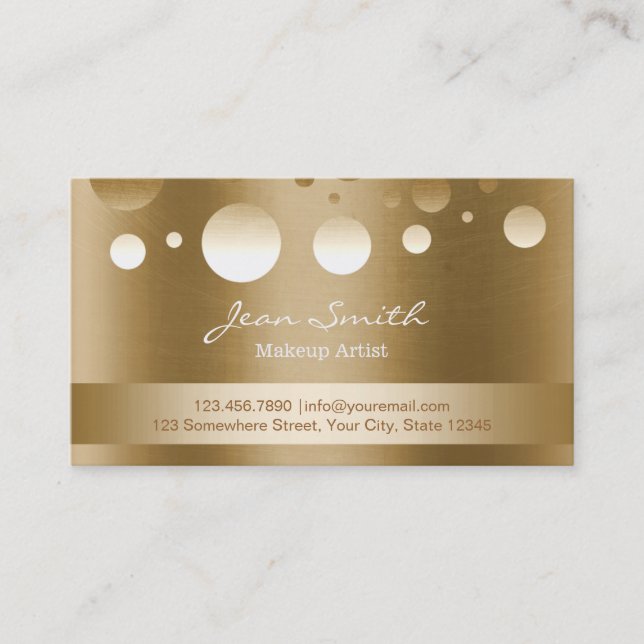 Modern Gold Confetti Dots Makeup Artist Business Card (Front)