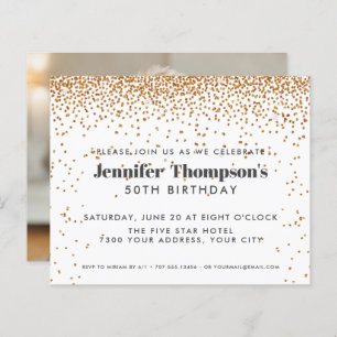 Modern Gold Confetti Glitter 50th Birthday Photo
