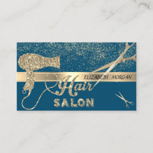 Modern Gold Confetti,Scissors,Hairdryer Business Card