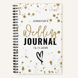 Modern Gold Confetti Wedding BUJO Notebook