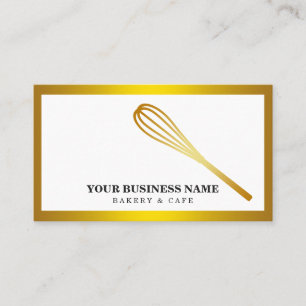 Modern Gold Confetti Whisk Pastry Chef Bakery Business Card