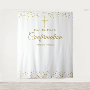 Modern Gold Confirmation Photo Backdrop Tapestry