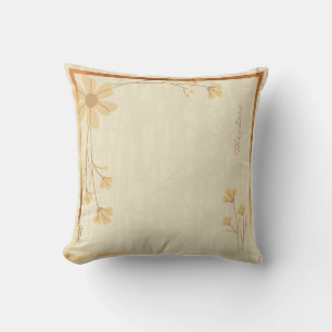 Modern Gold Cream Abstract Floral Pattern Cushion