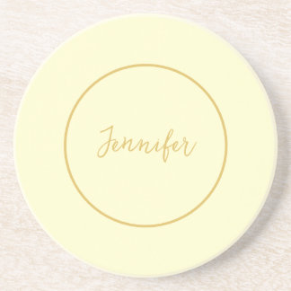 Modern Gold & Cream Colour Calligraphy Plain Uniqu Coaster