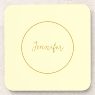 Modern Gold & Cream Colour Calligraphy Plain Uniqu Coaster