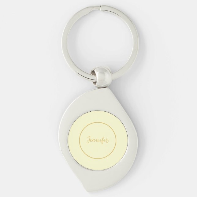 Modern Gold & Cream Colour Calligraphy Plain Uniqu Key Ring (Front)