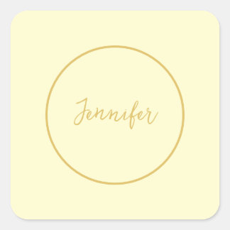 Modern Gold & Cream Colour Calligraphy Plain Uniqu Square Sticker