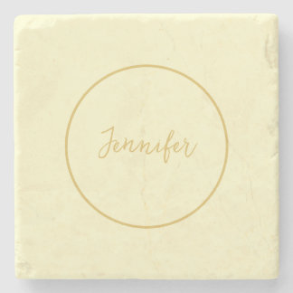 Modern Gold & Cream Colour Calligraphy Plain Uniqu Stone Coaster