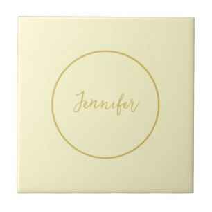 Modern Gold & Cream Colour Calligraphy Plain Uniqu Tile