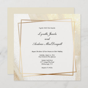 Modern Gold & Cream Framed Wedding Invitation