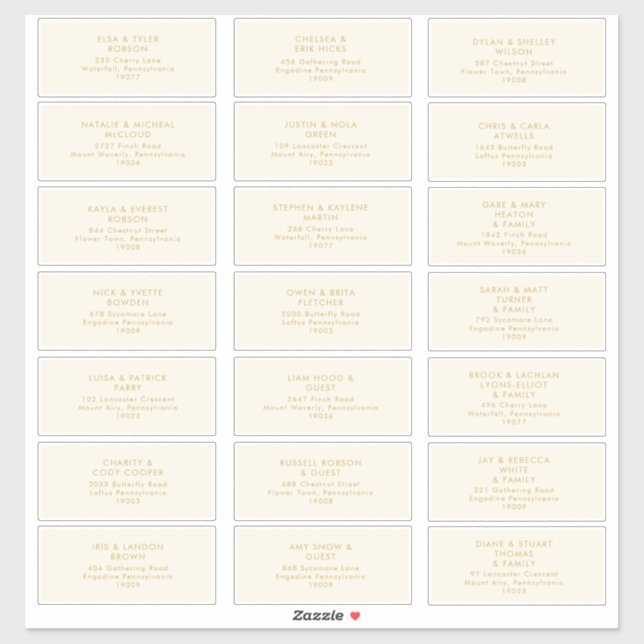 Modern Gold | Cream Wedding Guest Address Sticker (Sheet)