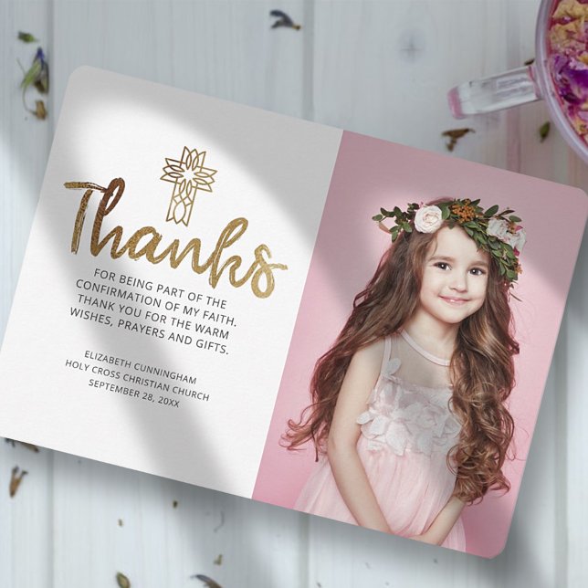 Modern Gold Cross Photo Confirmation Thank You (Creator Uploaded)
