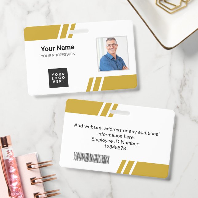 Modern Gold Custom Employee ID Badge (Office)