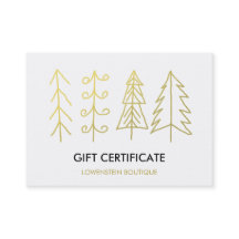 Modern Gold Cute Christmas Trees Gift Certificate