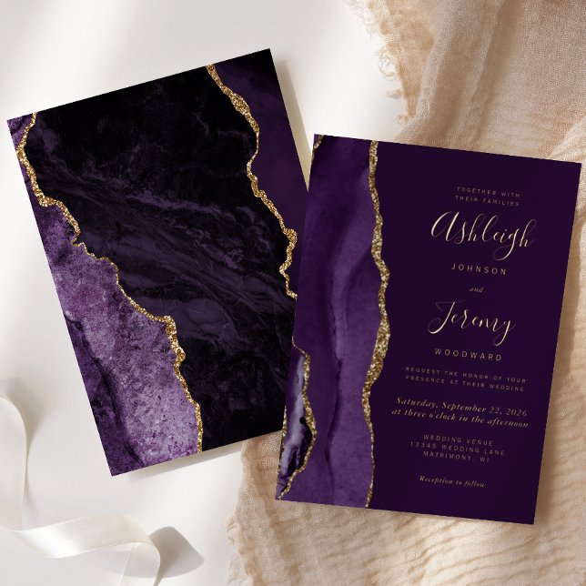 Modern Gold Deep Purple Agate Wedding (Creator Uploaded)