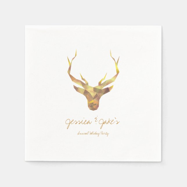 Modern Gold Deer, Holiday Napkin (Front)
