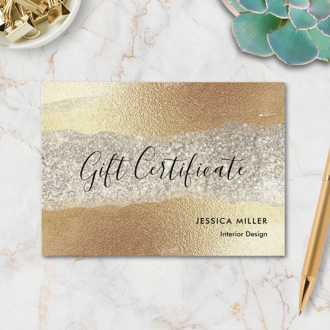 Modern Gold Diamond Glitter Faux Foil Gift Card (In situ)