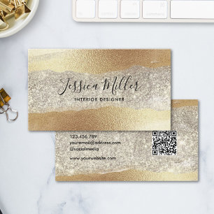 Modern Gold Diamond Glitter Faux Foil Luxury Glam Business Card