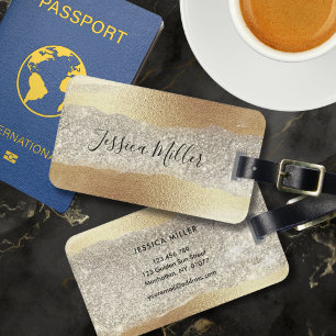 Modern Gold Diamond Glitter Faux Foil Luxury Glam Luggage Tag