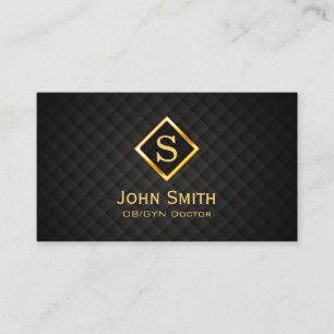 Modern Gold Diamond Monogram OB/GYN  Business Card