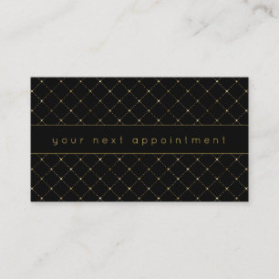 Modern Gold Diamond Pattern Black Appointment Business Card