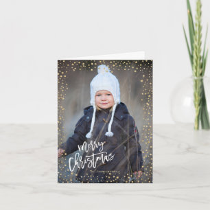 Modern gold dot with white lettering Christmas Holiday Card