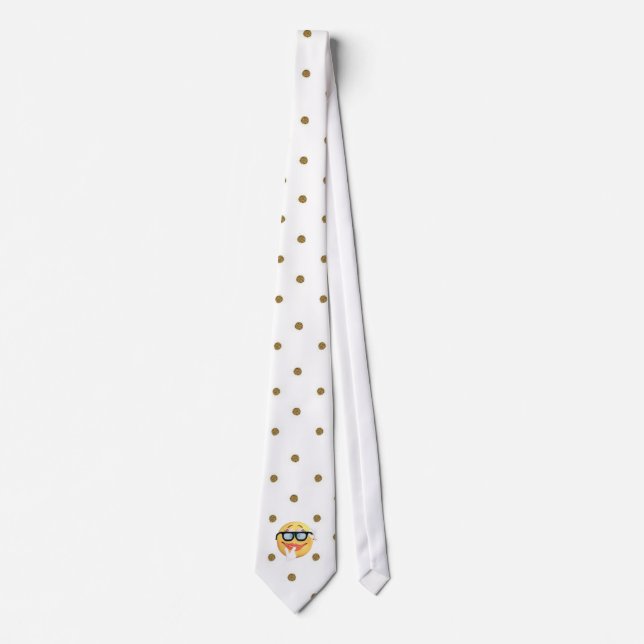 Modern Gold Dots  ,Emoji Face Tie (Front)