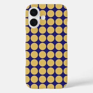 Modern Gold Dots Midnight Blue Colour Plain Unique iPhone 16 Case