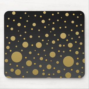 Modern Gold Dots on Black Background Mouse Mat