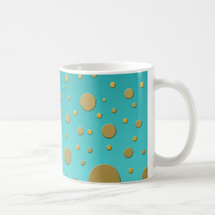 Modern Gold Dots on Turquoise Pattern Coffee Mug