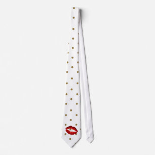 Modern Gold Dots ,Red Glitter Lips Tie