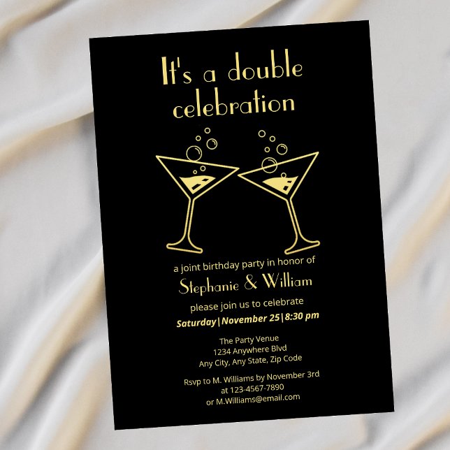 Modern Gold Double Celebration Joint Birthday Invitation (Creator Uploaded)