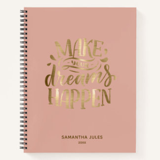 Modern Gold Dream Believe Achieve Motivational Notebook