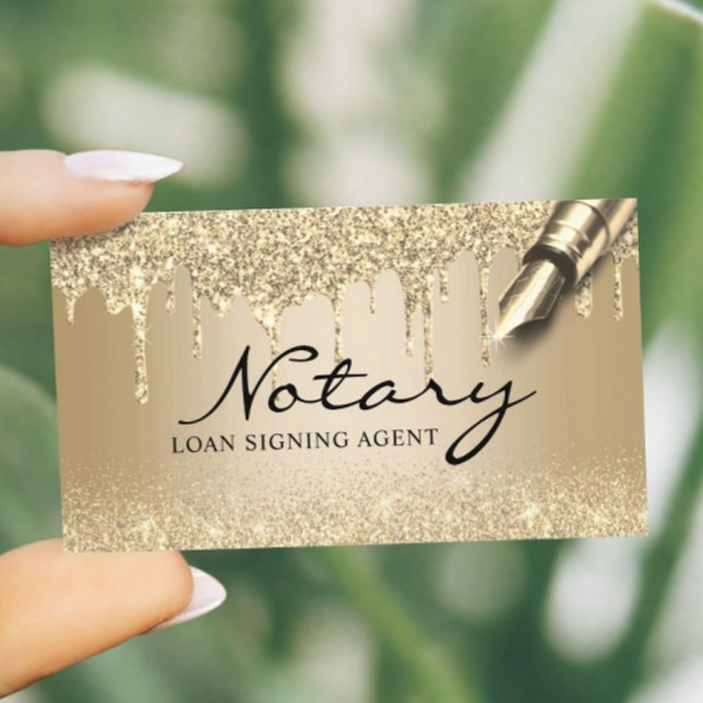 Modern Gold Drips Notary Loan Signing Agent Business Card (Creator Uploaded)