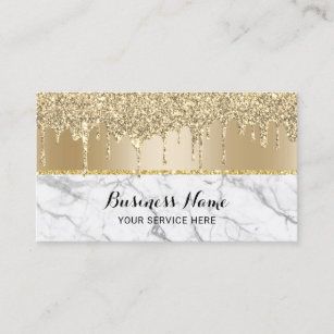 Modern Gold Drips Trendy Marble Beauty Salon Business Card