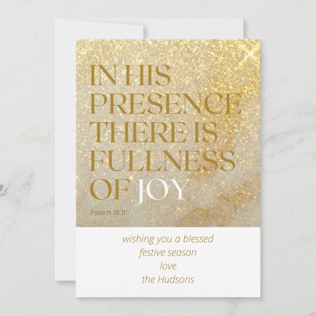 Modern Gold Dust Psalm Christmas Holiday  Card (Front)