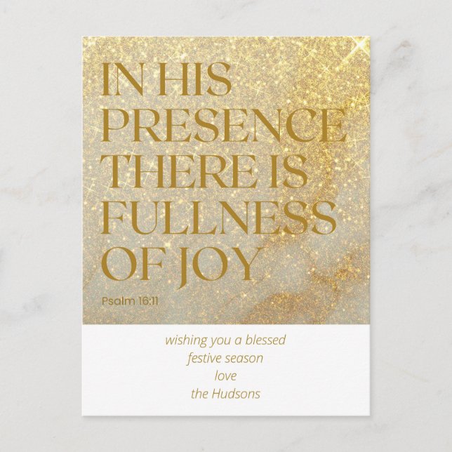 Modern Gold Dust Psalm Christmas Holiday Postcard (Front)