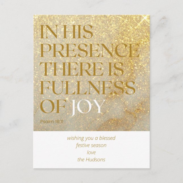 Modern Gold Dust Psalm Christmas Holiday Postcard (Front)
