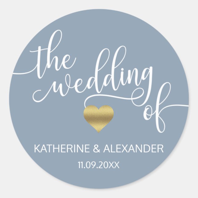 Modern Gold Dusty Blue THE WEDDING OF Seals (Front)