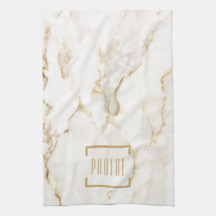 Modern Gold Effect Marble Pattern Tea Towel