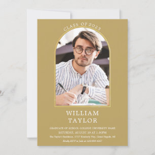 Modern Gold Elegant Arch Photo Graduation Party In Invitation