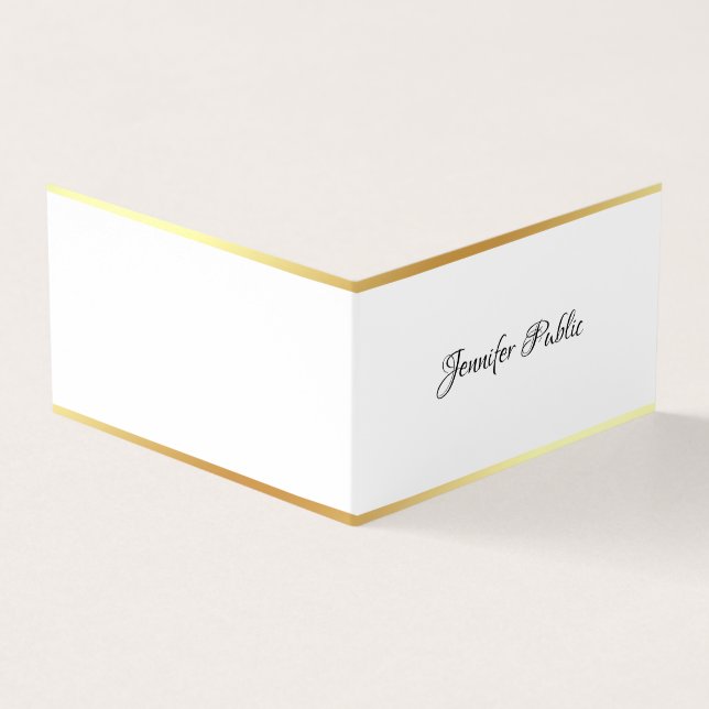 Modern Gold Elegant Hand Script Simple Template Business Card (Outside)
