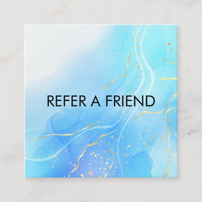 Modern Gold Elegant Marble Beauty Salon Referral Card (Front)